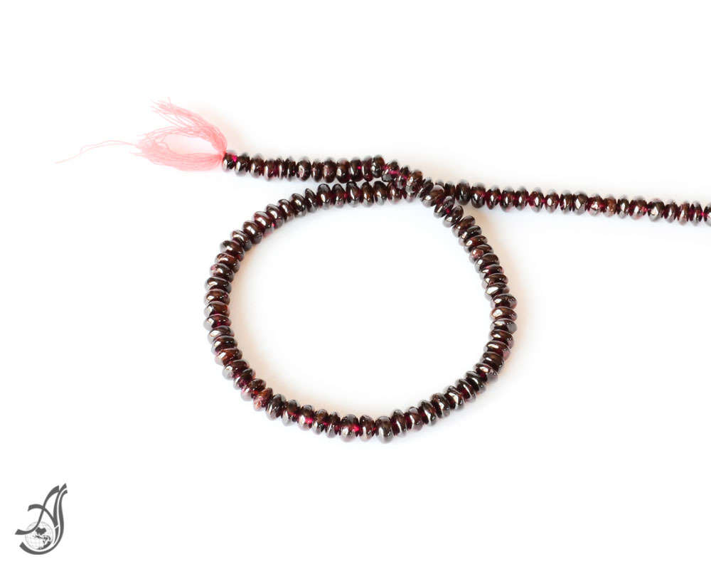 Natural Hessonite garnet Bead, 5MM Rondelle garnet Beaded Necklace For women, January Birthstone, 14 inch Garnet Strand Bead