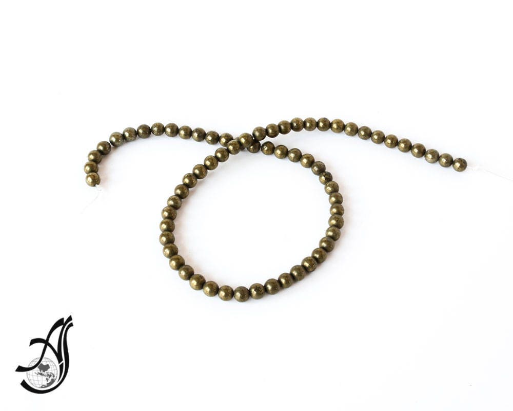 Pyrite Round Plain 6mm, 100% Natural earth mined