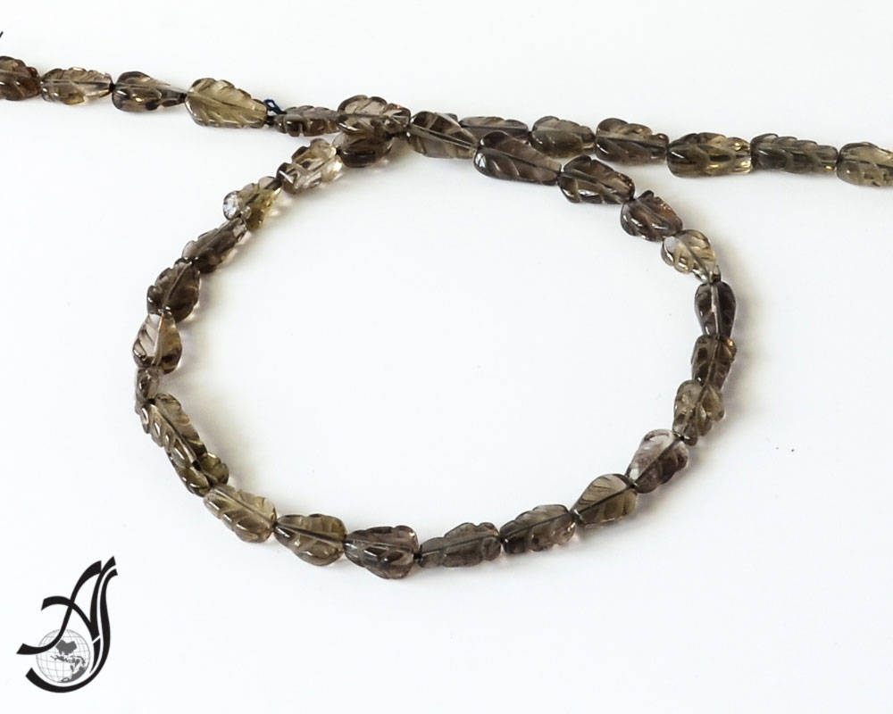 Smokey Quartz Pear shape Carved 10x6 mm Appx. mm appx 15 inch, Most creative.100% Natural, Lively Brown Color ,(Code-R.SC)