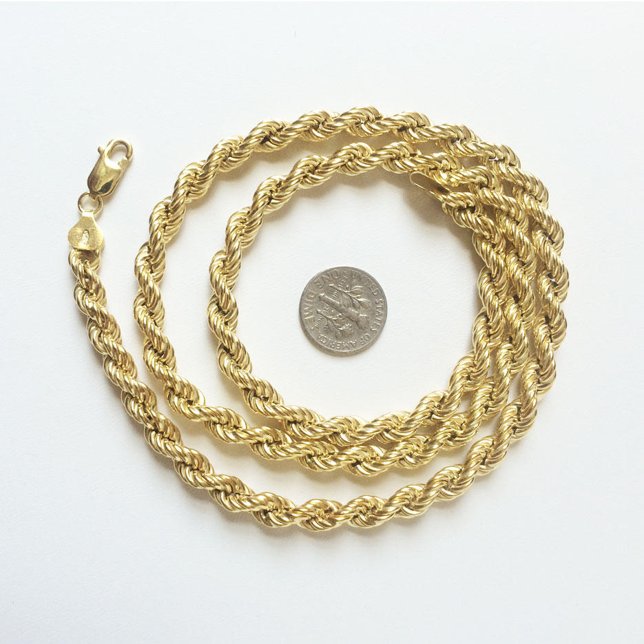 14k Gold Plated Rope Chain For Men
