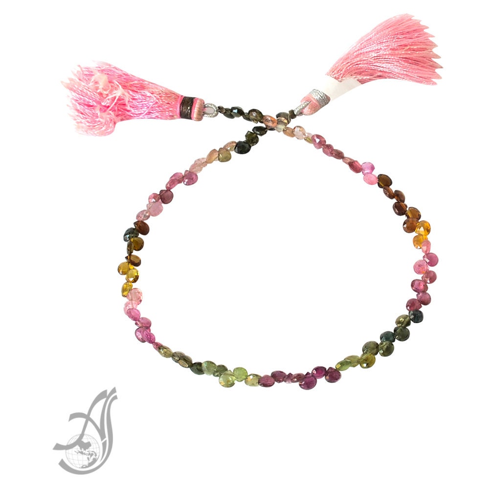 Tourmaline Multi colorFlat Briolettee Faceted4x4 mm Exceptional ,AAA, 8 inch strand.One of a kind,100% natural (#658)