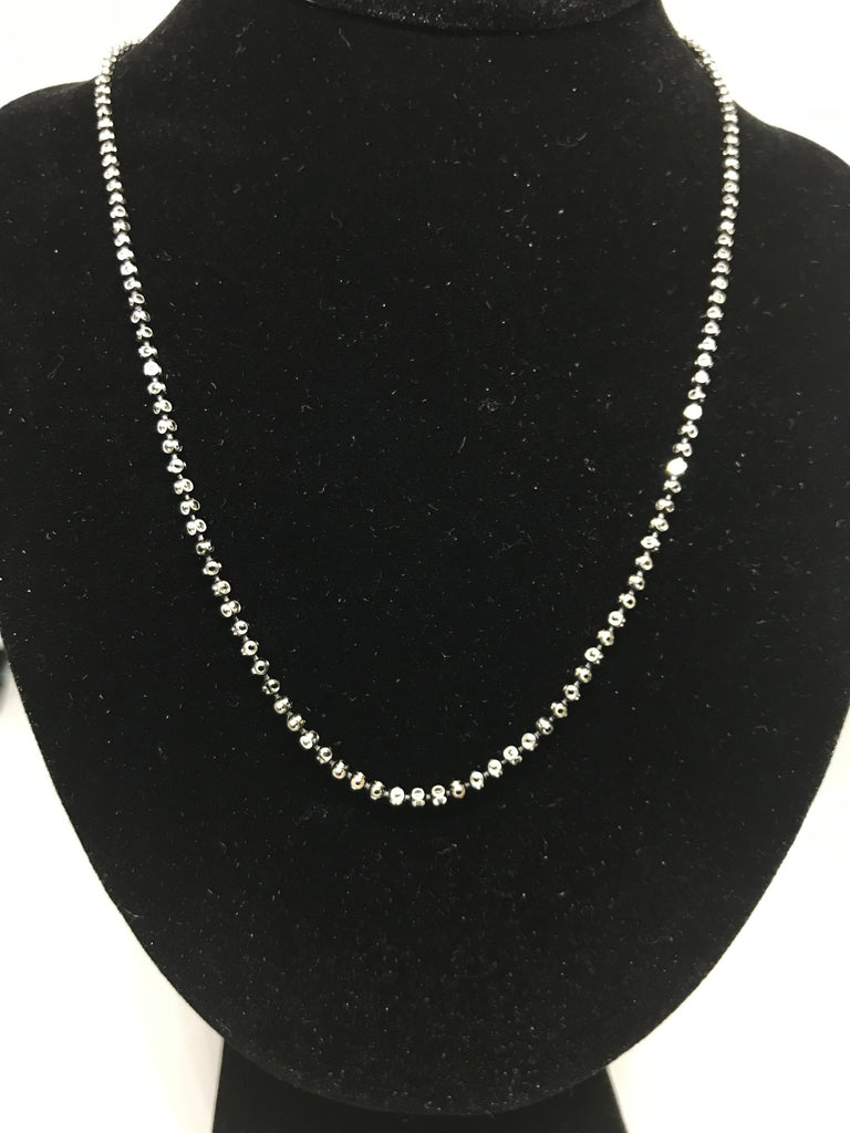 Silver Station Chain, Diamond Cut Station Chain Necklace,925 Sterling Silver Chain,Bead Chain Necklace For Women, Necklace For Men (DCB-200)
