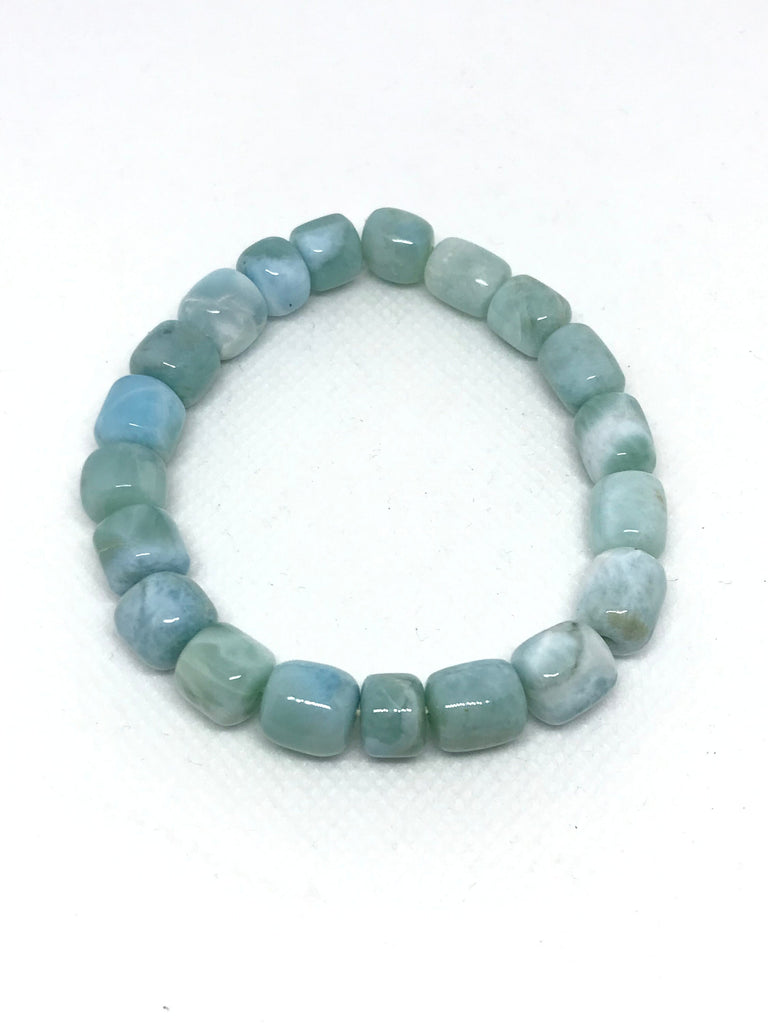 Genuine Larimar Bracelet, 8.9x9mm Barrel Larimar Beaded Bracelet, Healing Larimar Bracelet, Stretchable & Durable Bracelet For Men(#JB0078 )