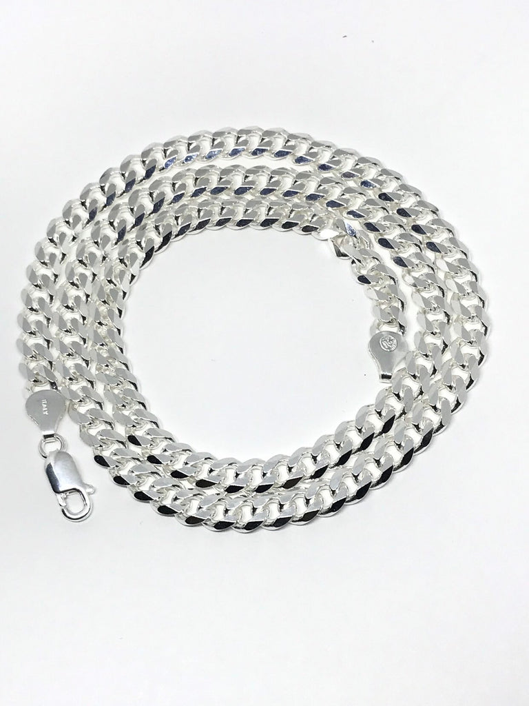 Cuban Silver Chain, 925 Sterling Silver, Italian Curb Chain,6.5mm Cuban Link Necklace,Silver Chain Necklace For Women,Gift For Her(GD 180-S)