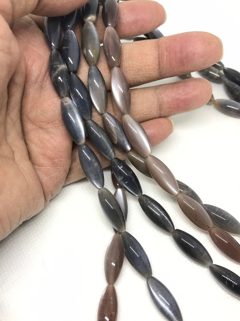 Beautiful Moonstone Plain Long Oval 8x20 mm, Gray & Peach color ,Sharp Sheen /Rays, Exceptional ( #1121)