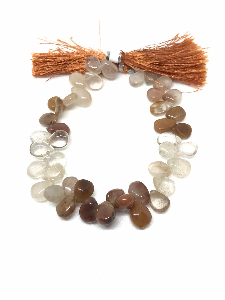 Moonstone Plain Briolette shape Multi color,Peach,Gray,white 8.4x11 mm appx. ( # 1097)