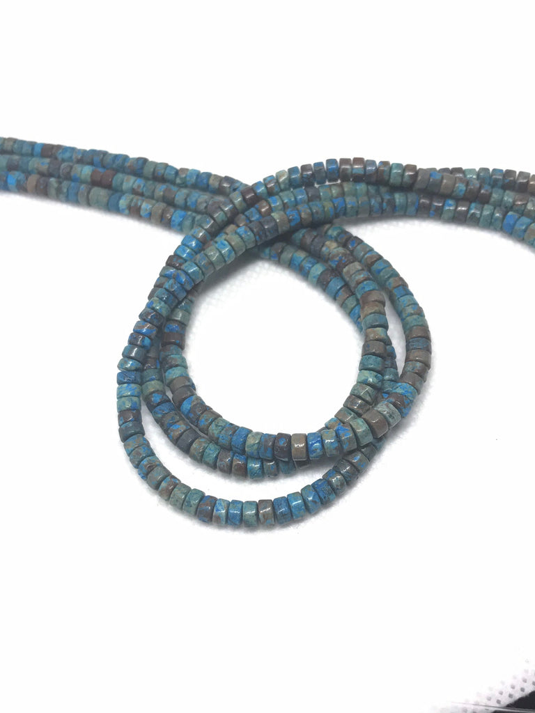 Beautiful Turquise Plain Hishi shape 4.5 mm appx.100% Natural earth mined, Blue, 16" length very creative,Natural color combination (1147)