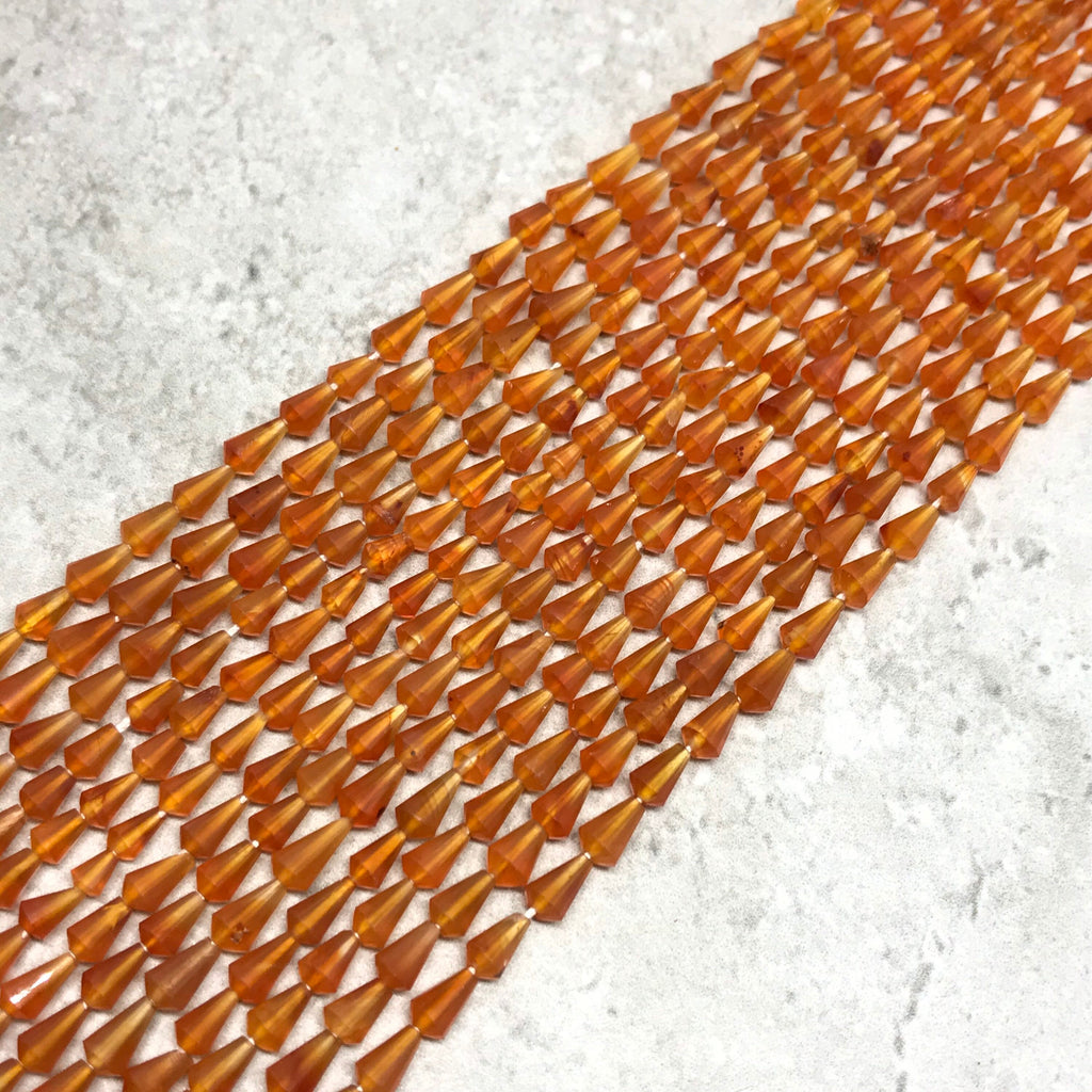 Carnelian Special Bicone-Briolette ,5.4x4 mm, 14 inch ,orange color,100% Natural ,side drillThe best Color,Luster,Most creative, GEM(#1295)