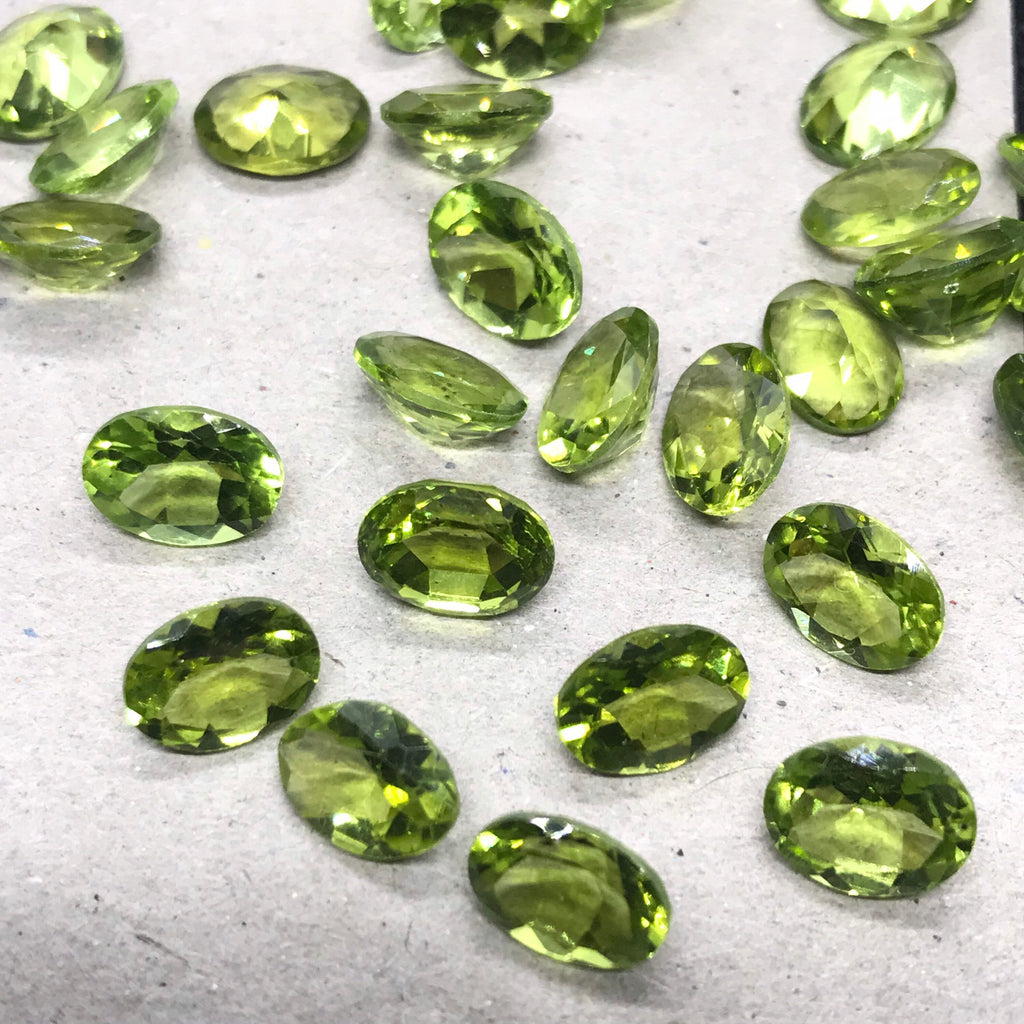 6x8mm Oval Peridot, Faceted Loose Gemstone For Making Jewelry, AAA Natural Green Amethyst Stones, August Birthstone (#G- 128 )