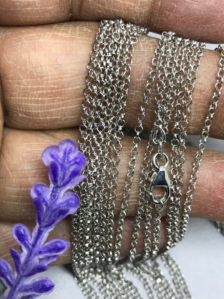 Cable,Rolo Silver Chains, 925 Sterling Silver, Cable Chain Necklace Men/Women, Chain For Pendant, Italian Chain Necklace (Rollo-25-RH)