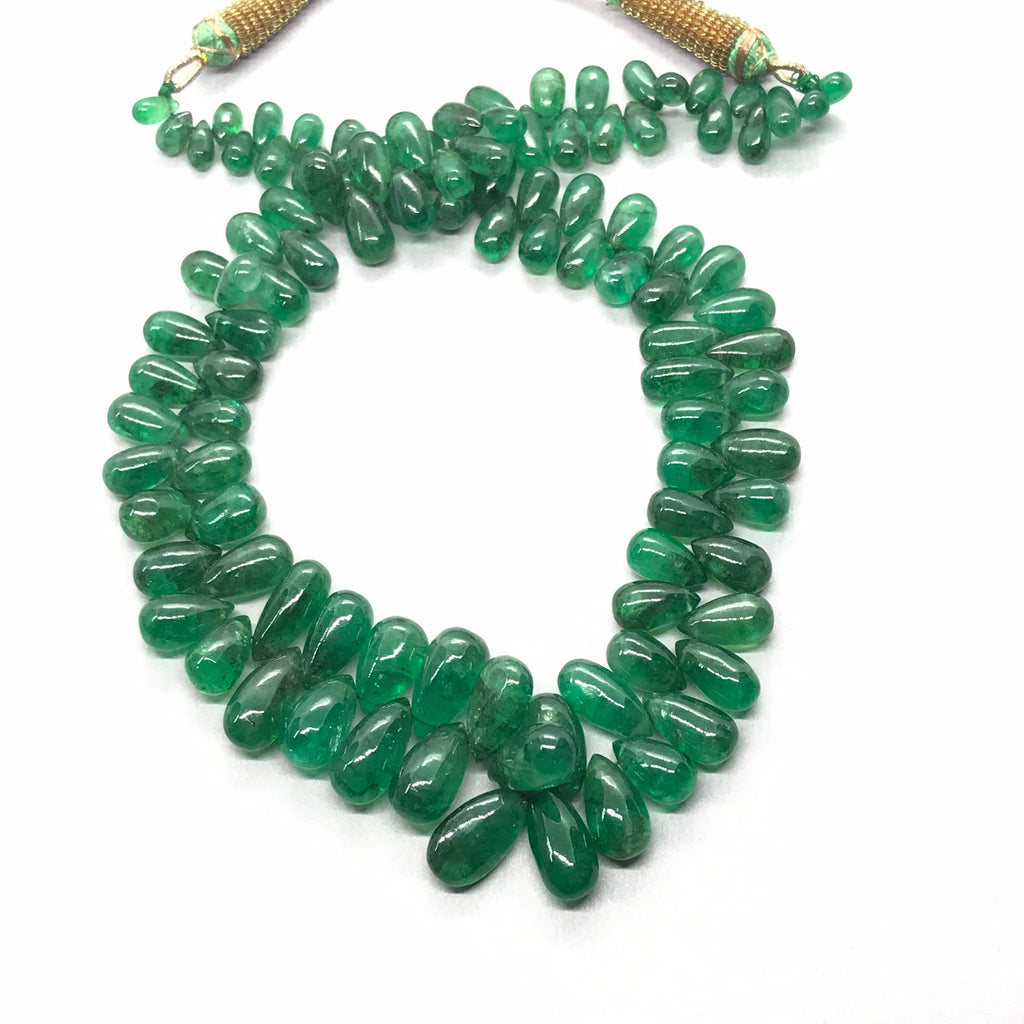 Natural Emerald Necklace, 13.5x7.52 To 7.3x3.7MM Emerald Briolette Necklace, Gift For Women, Green Gemstone, May Birthstone(# 1311)