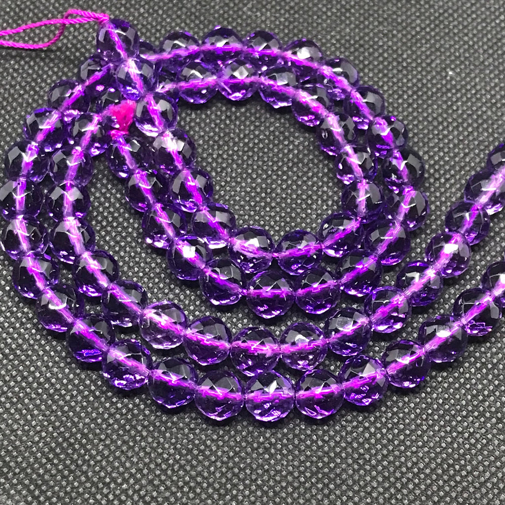 Natural Purple Color Amethyst Beads Necklace, African Amethyst ,8mm Amethyst Loose Gesmtone Beads , AAAAA Quality, Healing Beads16 inch #22