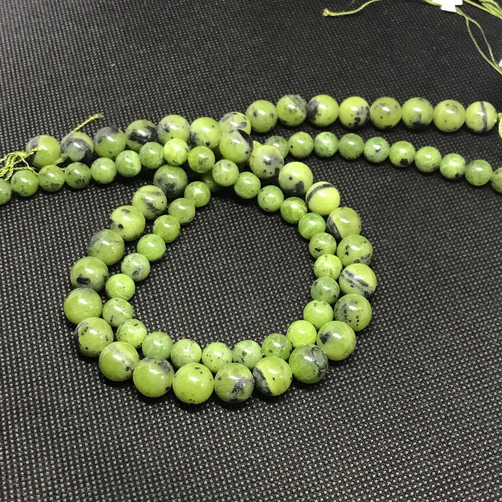 Natural Candian Jade Bead, 8 And 10mm Round Jade Beaded Necklace, Loose jade Cabochons For Bracelet/Ring/Jewelry, Green Canadian Jade Stone