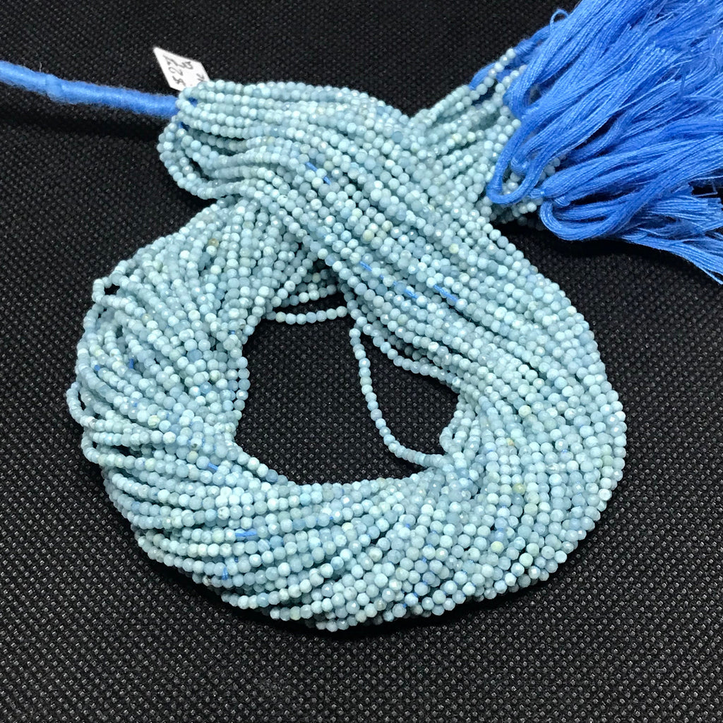 100% Natural Larimar Beads, AAA Larimar 2.5mm Smooth Beads, Larimar Plain Beaded Necklace, 13 inch Strand Larimar Beads ( #1380)