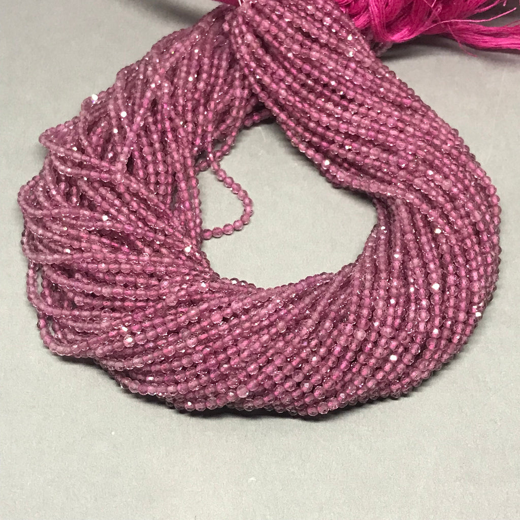 AAA Natural Pink Tourmaline Beads,2.5mm Faceted Tourmaline Bead Necklace,October Birthstone,Gift For Women,13 inch Strand Tourmaline Beads