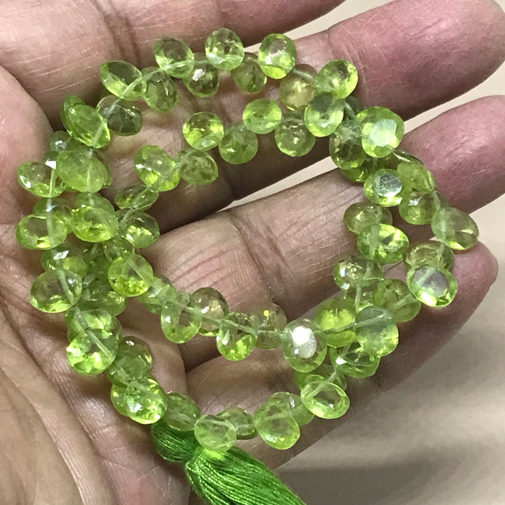 Natural Faceted Peridot Beads, 100% Genuine Green Peridot Gemstone For Making Jewelry, 8x6mm oval cut Peridot Beads, 14 Inch Strand Bead