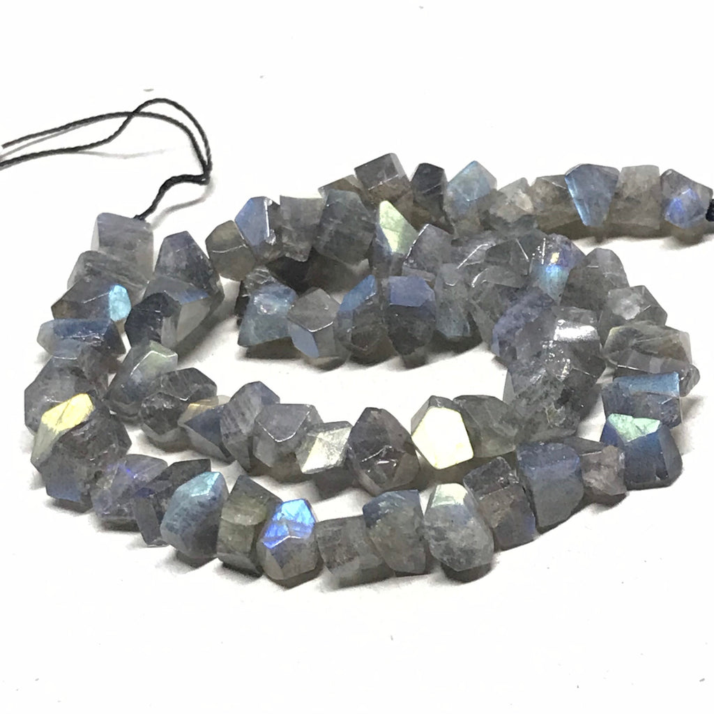 6-7MM Labradorite Nuggets Beads, Natural Multi Fire Faceted Labradorite Necklace, Gift For Women, 16 Inch Strand