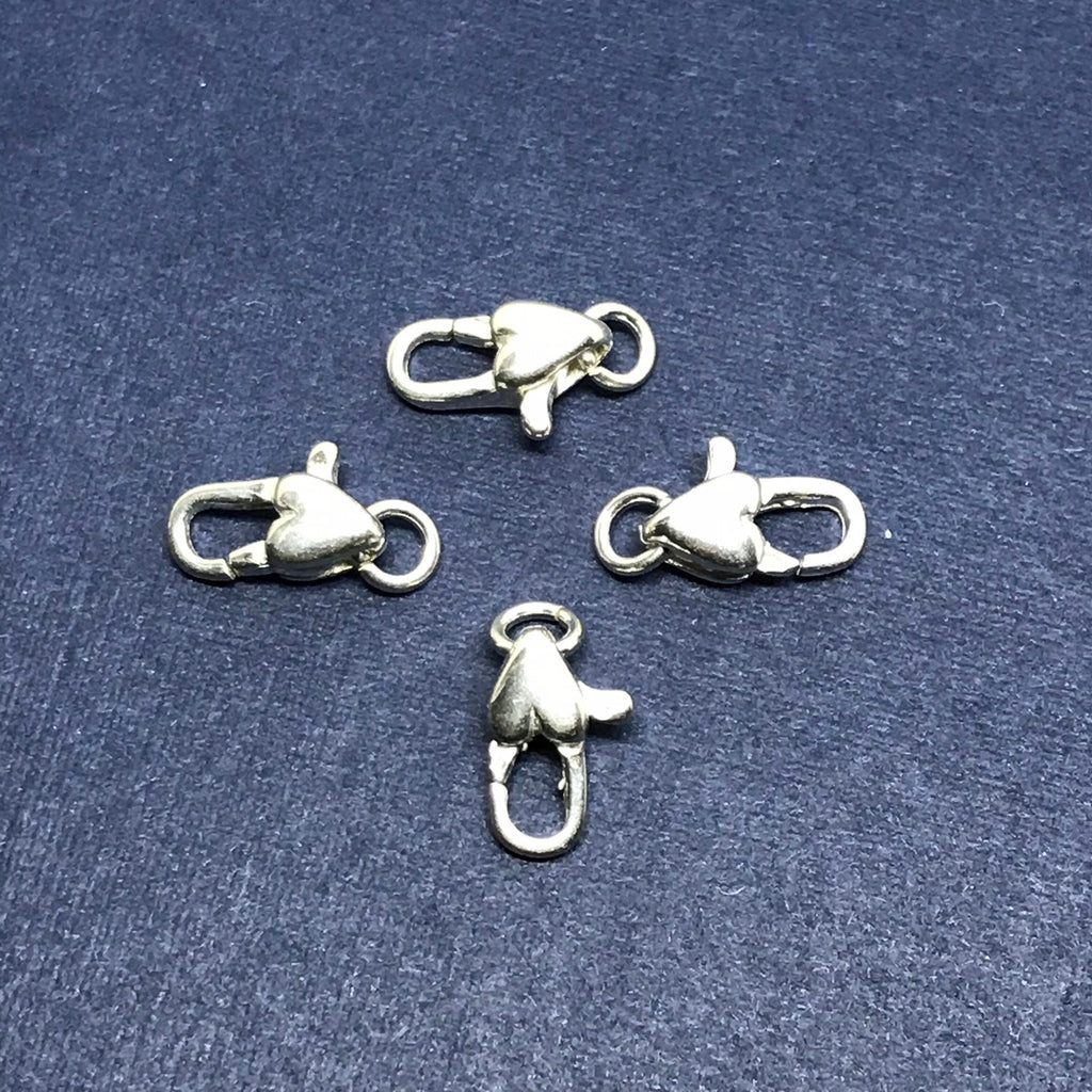 Lobster Clasp, 925 Sterling Silver Claw, Heart Shape Lobster Claw, Clasp For Necklace / Keychains, Package of 4 Piece (AYS-HLC-1)