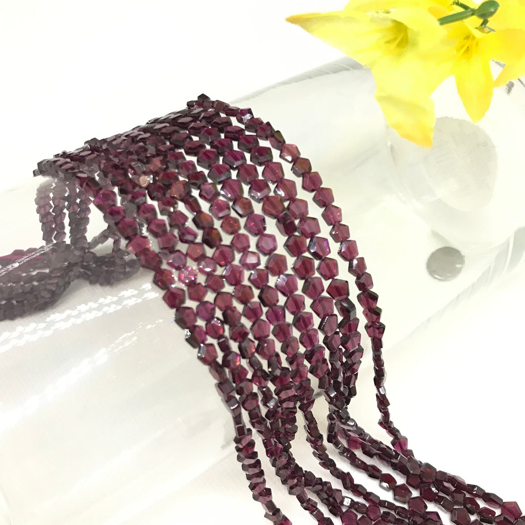 Rhodolite Garnet Bead, Faceted Garnet Bead, 4.5 & 5.5mm Hexagon Shape Garnet Bead,Red Gemstone Bead, Gift For Women, Garnet Jewelry (#1317 )