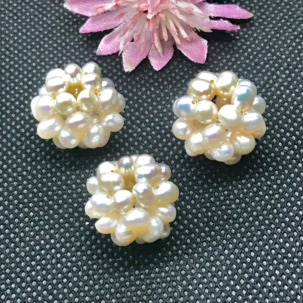 Genuine Cluster Pearl, Smooth Round Pearl, Flower Shape Cluster Pearl, White Gemstone, June Birthstone (JB-137)