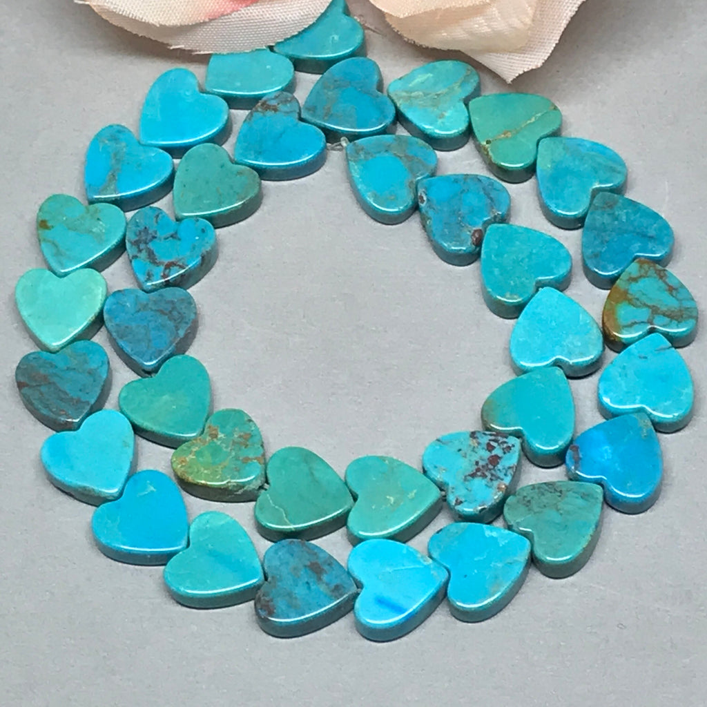 Turquoise Heart Beads, Smooth Turquoise Bead 12mm, Necklace For Women, 100% Natural Gemstone For Jewelry Making, Blue Gemstone Beads #1405
