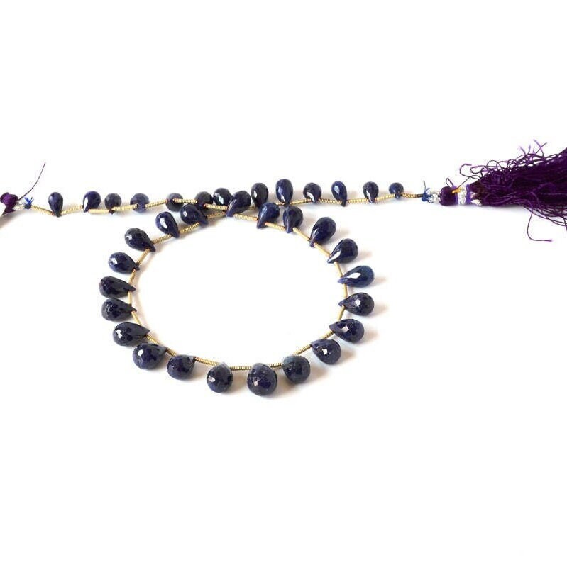 Blue Sapphire Bead, 7X5MM To 8X13MM Briolette Sapphire Bead Necklace, Gift For Women,100% natural Sapphire Gemstone Bead For Jewelry making