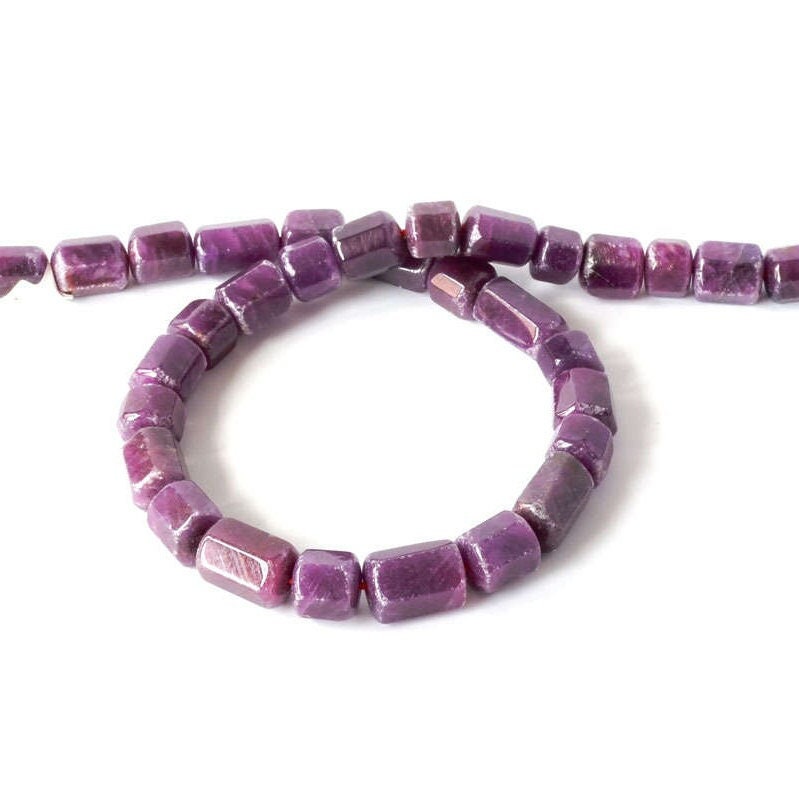 Natural Ruby Beads, 5X11MM to 9X15MM Barrel Faceted Ruby Bead necklace, Loose Ruby Gemstone For Jewelry, 16 Inch Strand