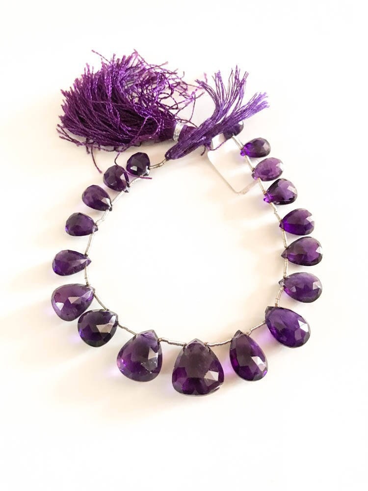 Natural Amethyst Beads, African Amethyst Beaded Necklace,Faceted Amethyst 7x8mm To 13x15mm, 8.5 Inch Strand Amethyst Bead For Jewelry Making