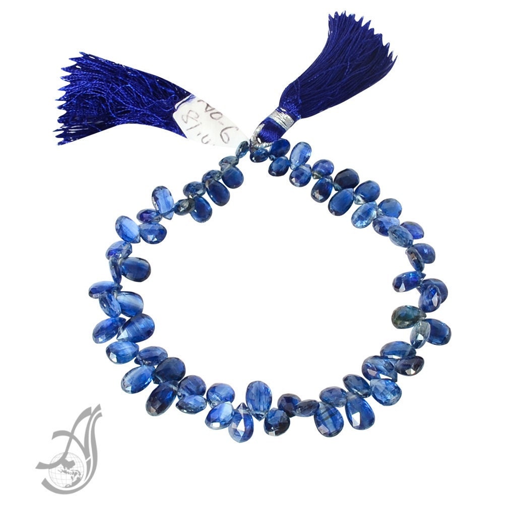 AAA Natural Kyanite Beads, 8 Inch Kyanite Bead Strand For Bracelet/Jewelry, 4x6 To 5.6x8.5 mm Briolette Blue Kyanite Gemstone Beads (#751)