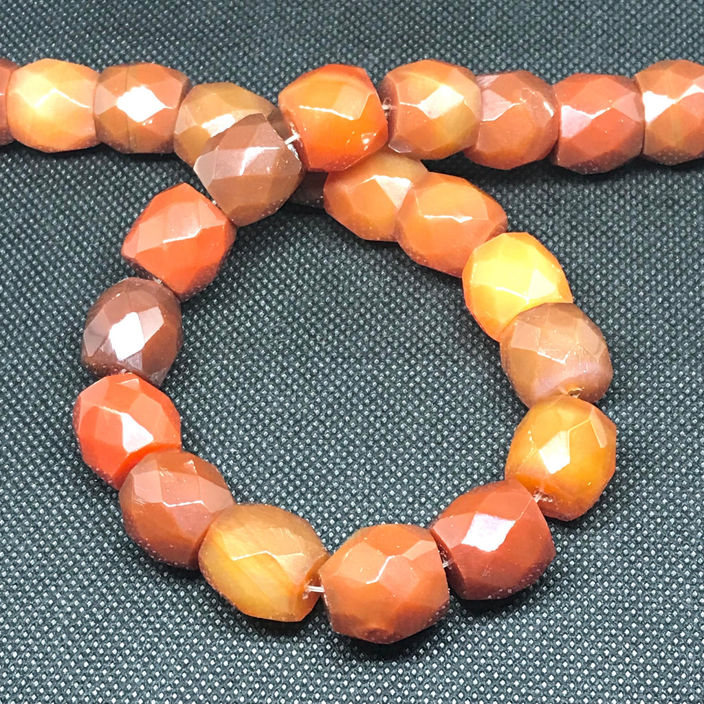 Orange Carnelian Beads, 15x16mm Barrel Bead Necklace, Checker cut Large Gemstone For Jewelry Making, 100% Genuine Carnelian 15 Inch Strand