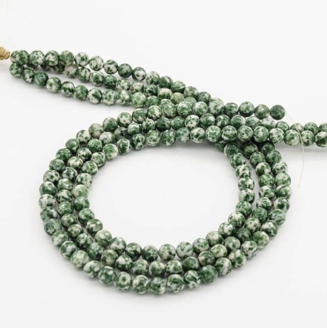 Natural Green Jasper Beads, 6mm Sphere Ball Jasper Bead Necklace, African Jasper Gemstone For Jewelry Making, 16 Inch Strand Beads