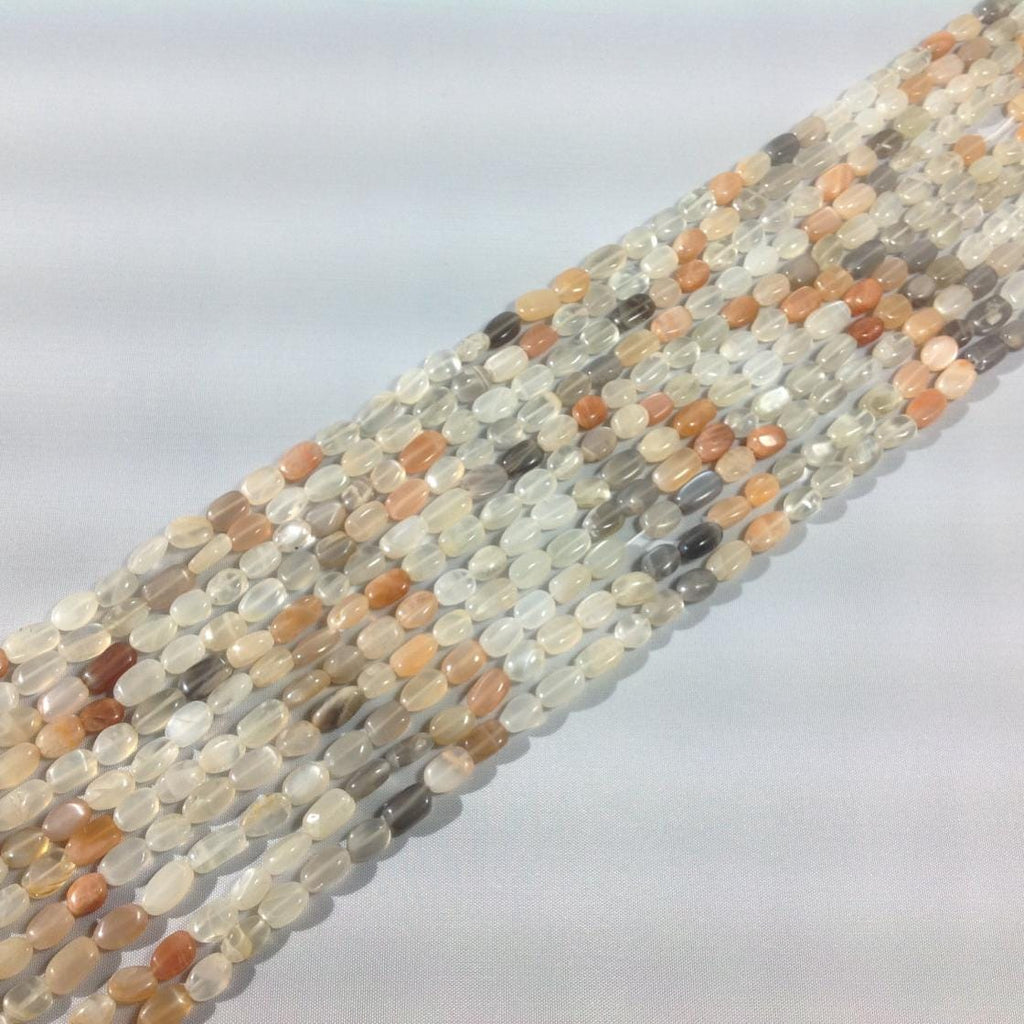 100% Natural Moonstone Beads, 5.8x8mm oval Moonstone Bead Necklace, Peach & Multi Color Gemstone For Ring/Jewelry Making, June Birthstone