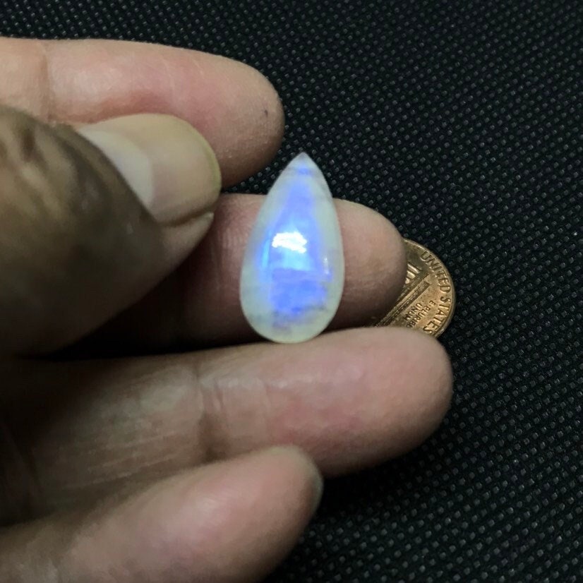 Rainbow moonstone Pear Cabochons 1 pcs, AAA Extra ordinary quality, best Sheen or Rainbow #320