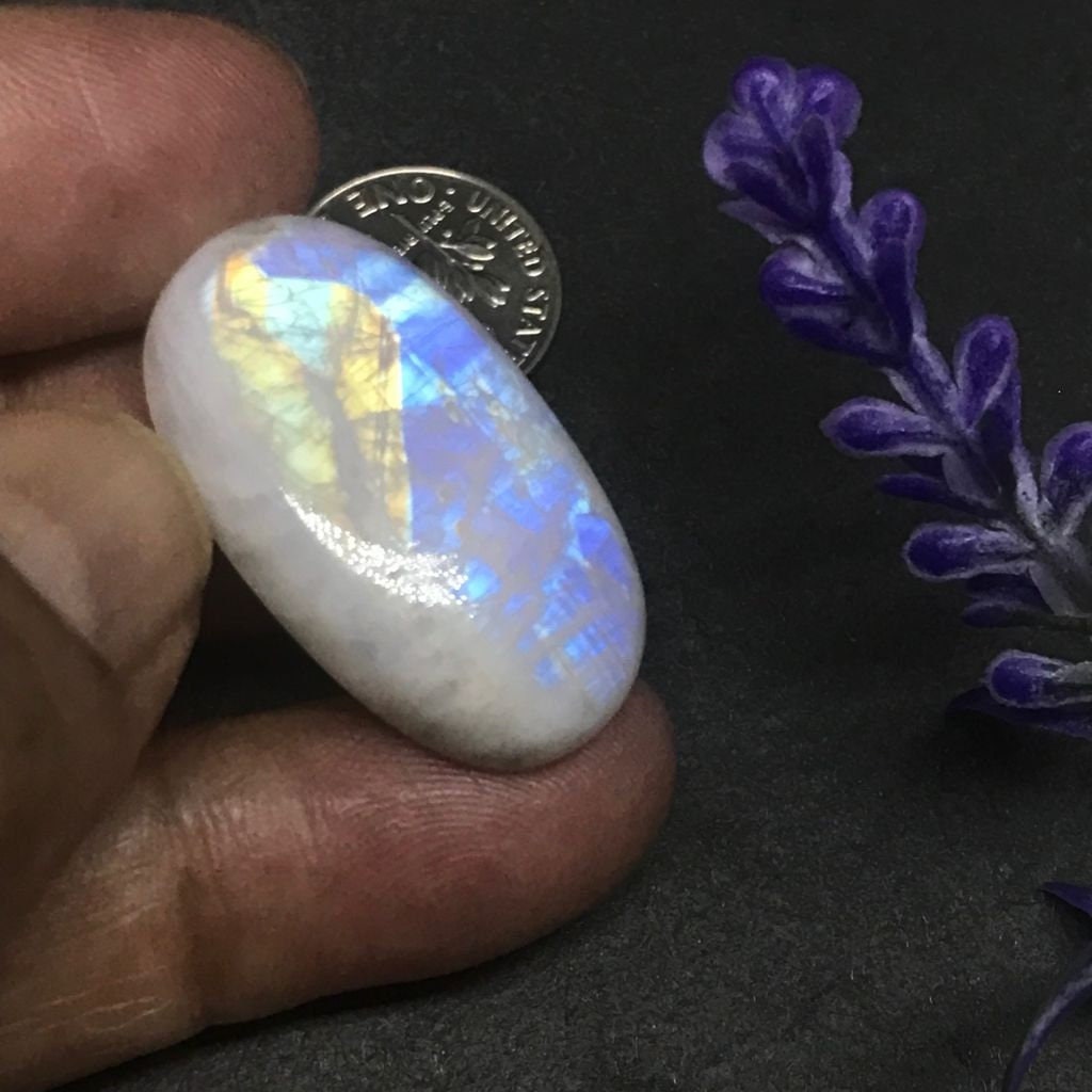 AAA Natural rainbow Moonstone, Large Oval Moonstone Cabochons For Pendant, Blue fire Large Moonstone For Jewelry making, June Gemstone