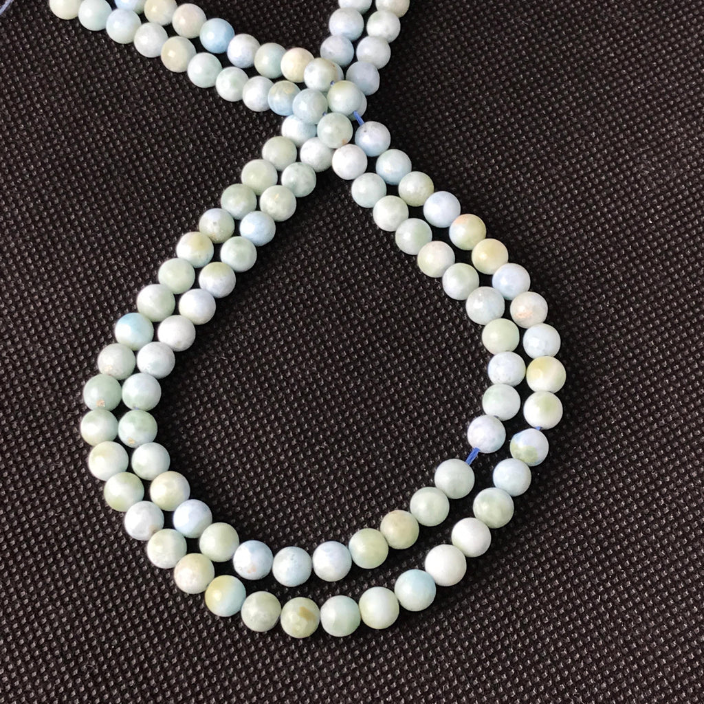 Larimar Round 6 MM AAA Quality 16 inch adjustable ,100% natural ( #206)