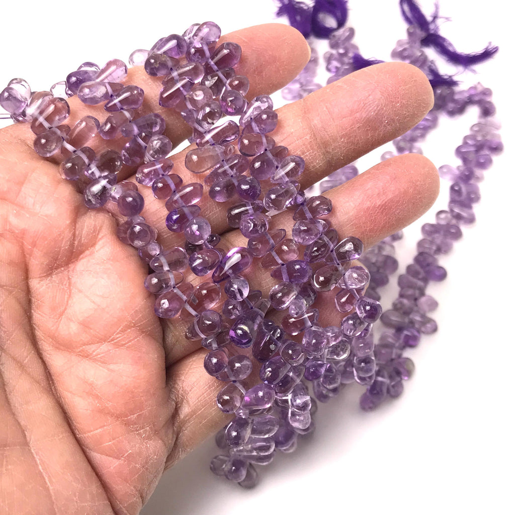 AAA Natural Amethyst Bead, 5x10mm Amethyst Briolette Beads, Smooth Purple Amethyst Gemstone Bead Strand, Luster Amethyst Bead Strand,15 Inch