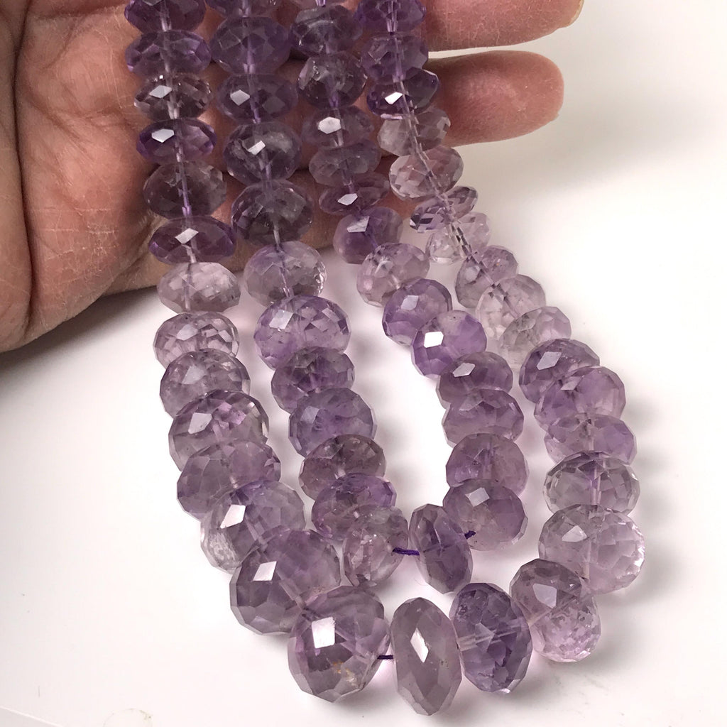 Amethyst Bead Necklace, Loose faceted Amethyst Gemstone Bead For Jewelry/Pendant, 12MM To 16MM Amethyst Rondelle Bead, 15 Inch Strand
