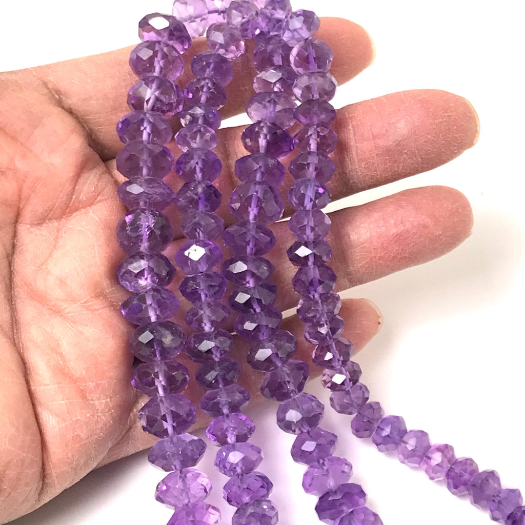 Purple Amethyst Bead, 7.5MM To 10MM Amethyst Rondelle Bead Necklace, Faceted Gemstone Bead For Jewelry, February Birthstone Jewelry