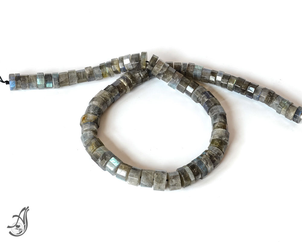 AAA Labradorite Faceted Disc/Hishi 9mm, 16 inches