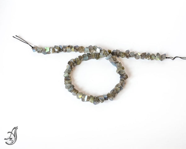 Labradorite Faceted Nuggets 6-7mm Unusual 16 inches