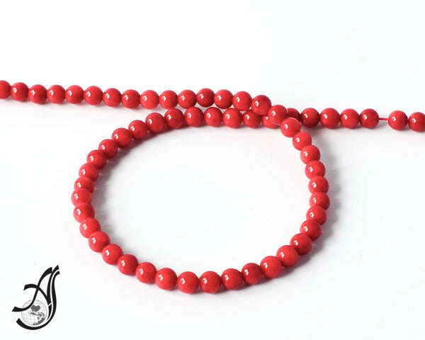 Natural Red Coral Smooth Beads, 6mm Round Coral Loose Gemstone Beads, Coral Bead Necklace, 15 Inch Coral Bead Strand, Gift For Women,