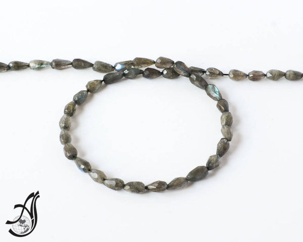 Labradorite Faceted Tear drop 5x8 mm 13 inch appx. Length, streight drill ,  One of a kind style & creative.# 138