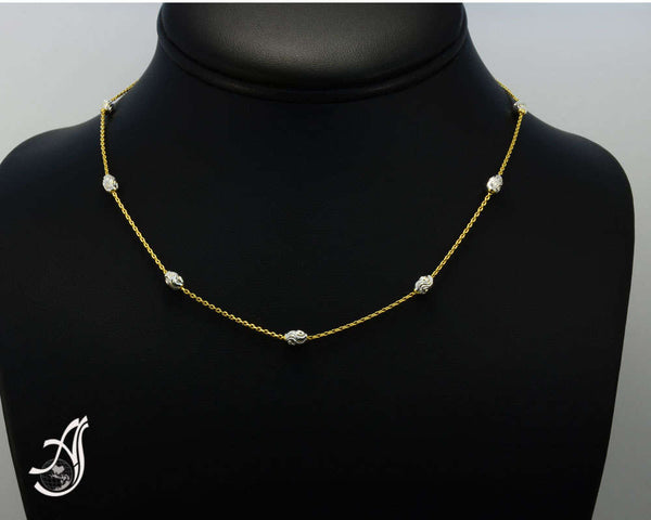 BEAUTIFUL ITALIAN 925 Sterling Siver Two tone(Yellow & White) chain Necklace,station OVAL moon cut,Various lengths(TY40-yw-16)
