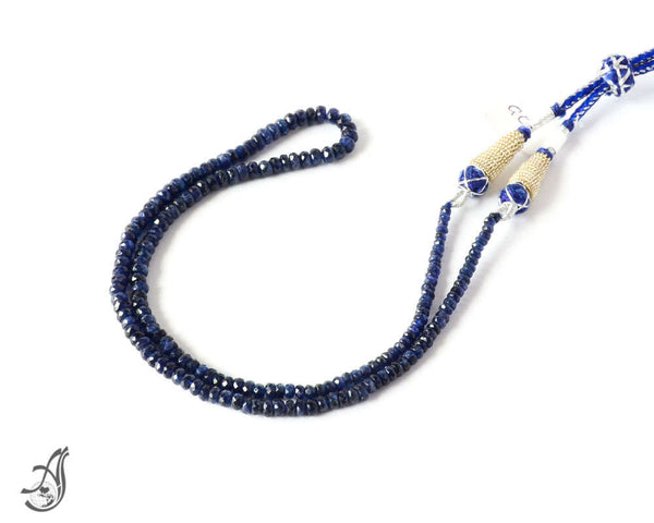 Natural Ceylon Sapphire Faceted Round necklace,3 to  4 mm appx. adjustable length 16 to 22 inch ,Beautiful dark blue.Reday to wear