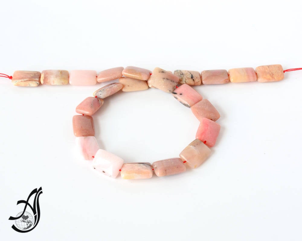 Pink Peruvian Opal Octagon , CalibratedPlain . 13x18 appx.,Pink,16inch full strand.One of a kind,  very creative.