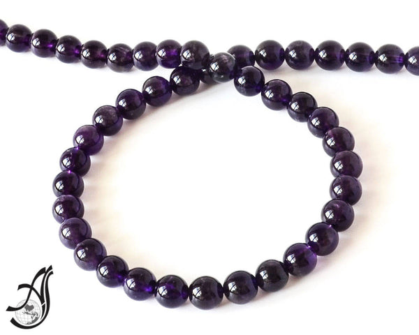 Amethyst African Plain Round 8mm calibrated, Purple,full strand 16 inch,AAA quality,perfect cut, Rich color 100% Natural(584)