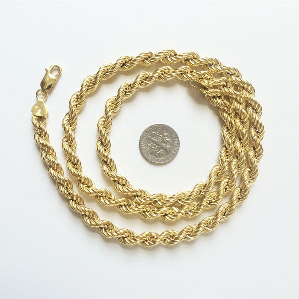 925-sterling-Italian-Rope-14k Yellow Gold over silver ,24 inch long & 6.3 mm thicknessNon tarnishing One of a kind piece,Rich N Famous Look.