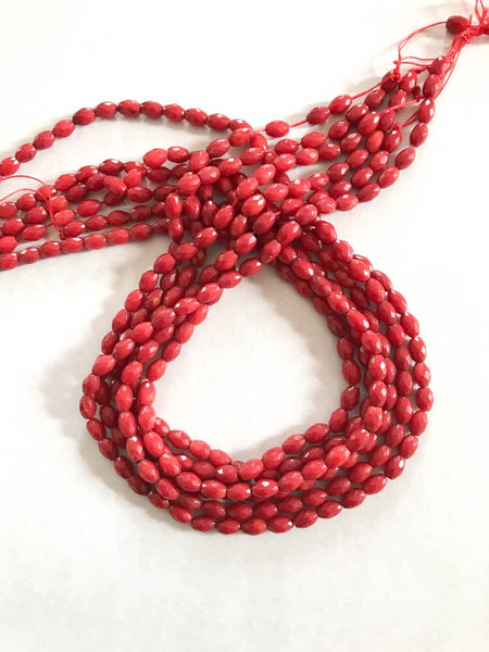 Natural Red Coral Beads, 5x7mm Coral Bead For Jewelry Making, Oval Cut Coral Beaded Necklace, 15 Inch Strand Beads, Best Quality Beads