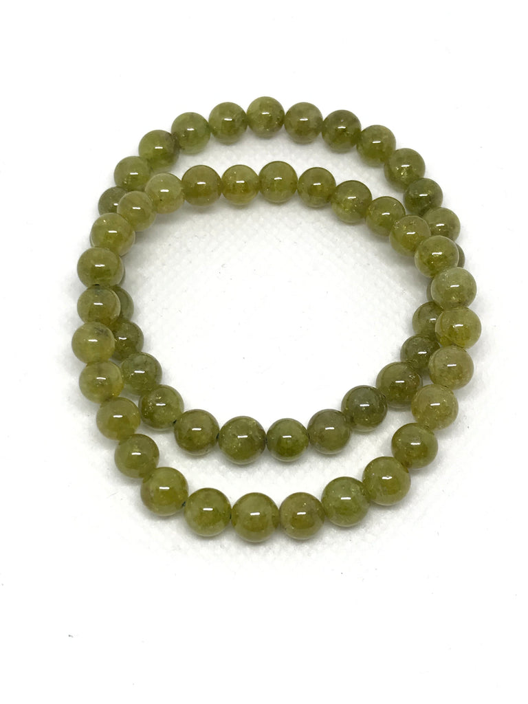 Natural  Savorite Garnet 9Green Garnet) Streach Bracelet 6.5  MM ,Creative & Unusal  ( JB-0073)