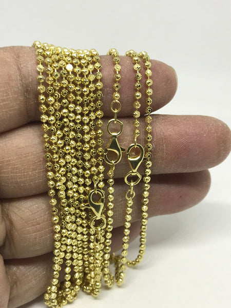 BEAUTIFUL ITALIAN Gold Over 925 Sterling Siver Chain,station Round Ball, Diamond cut facett to shine,Various lengths (DCB)16&18 " Inch